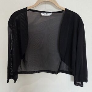 Grace Karin Black Sheer Cropped Bolero Women's Medium Stretchy
